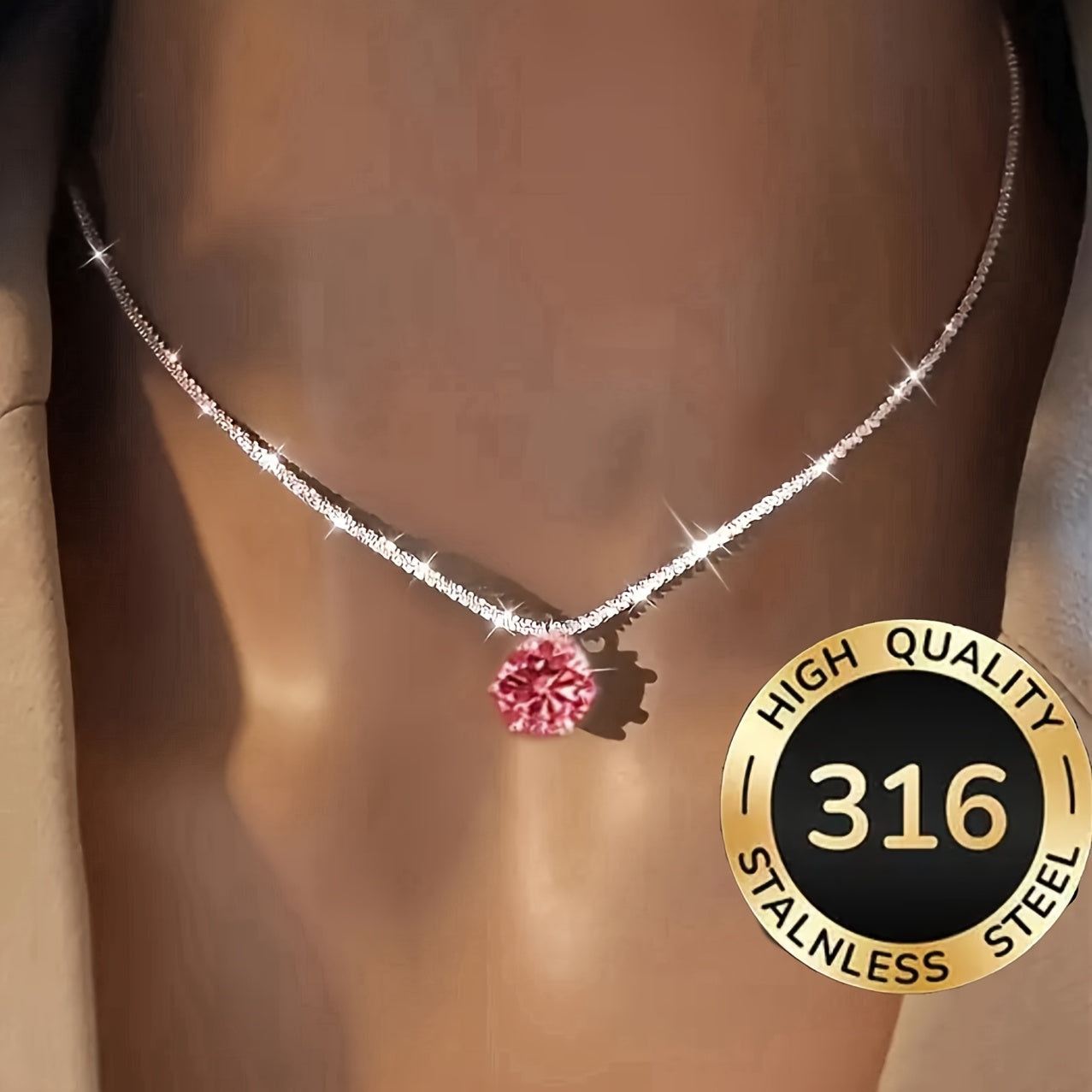 Ensemble 3 colliers femme acier inoxydable hypoallergénique zircone - Style élégant luxueux
