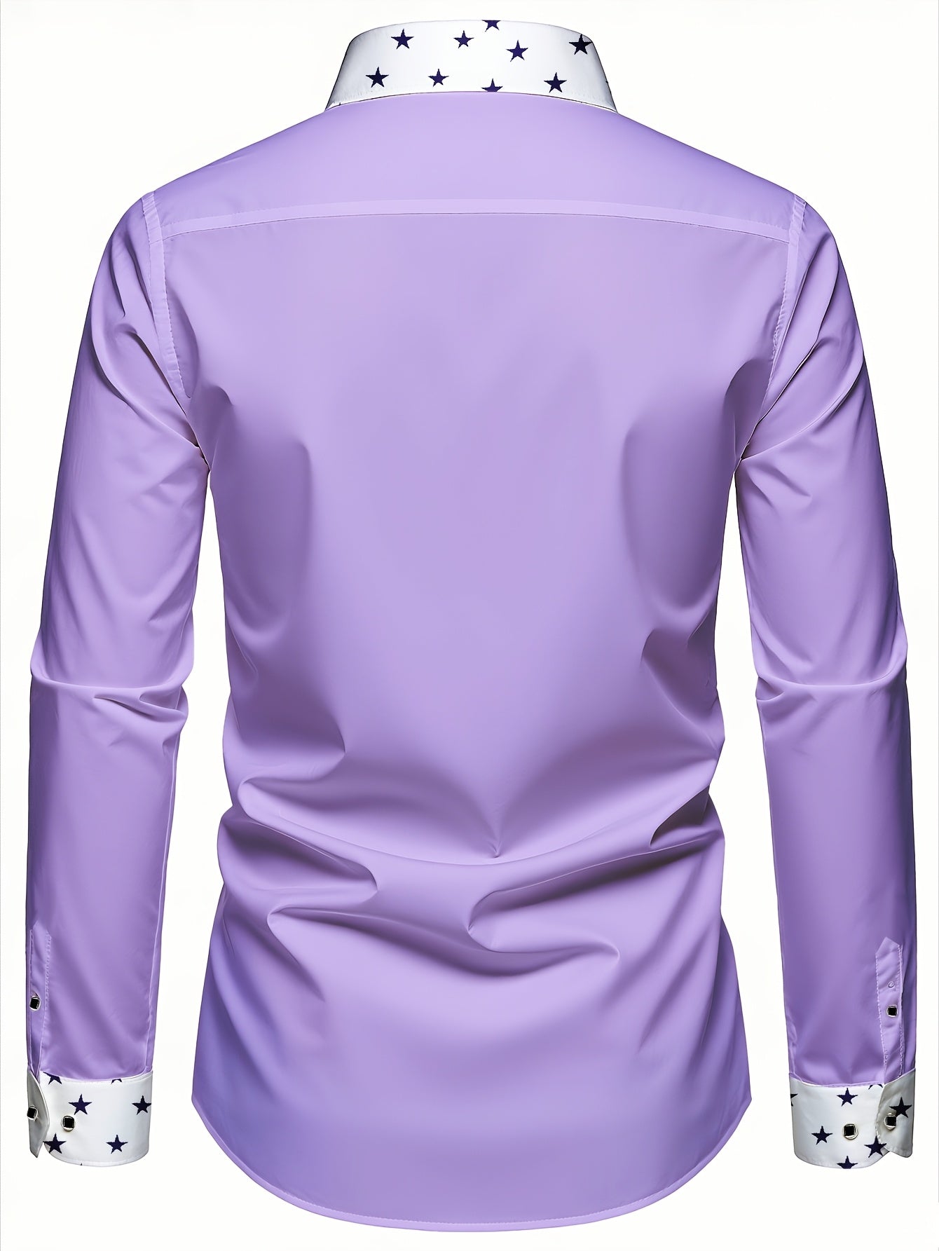 Chemise Homme Manches Longues Motif Galaxie Etoiles - Slim Col Revers Polyester