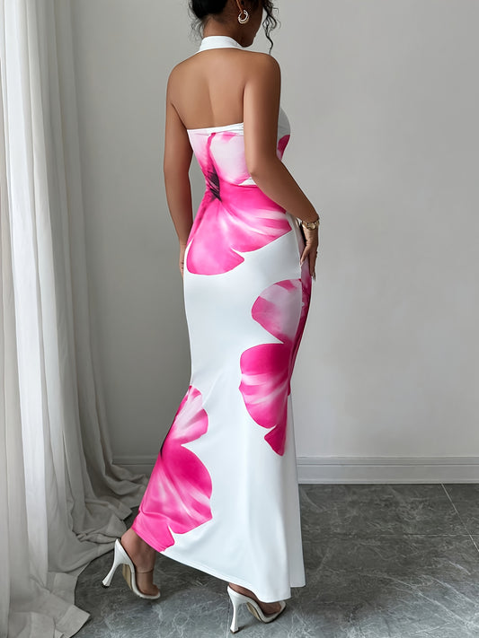 Robe d'été fleurie sans bretelles - Coupe cintrée & volants
