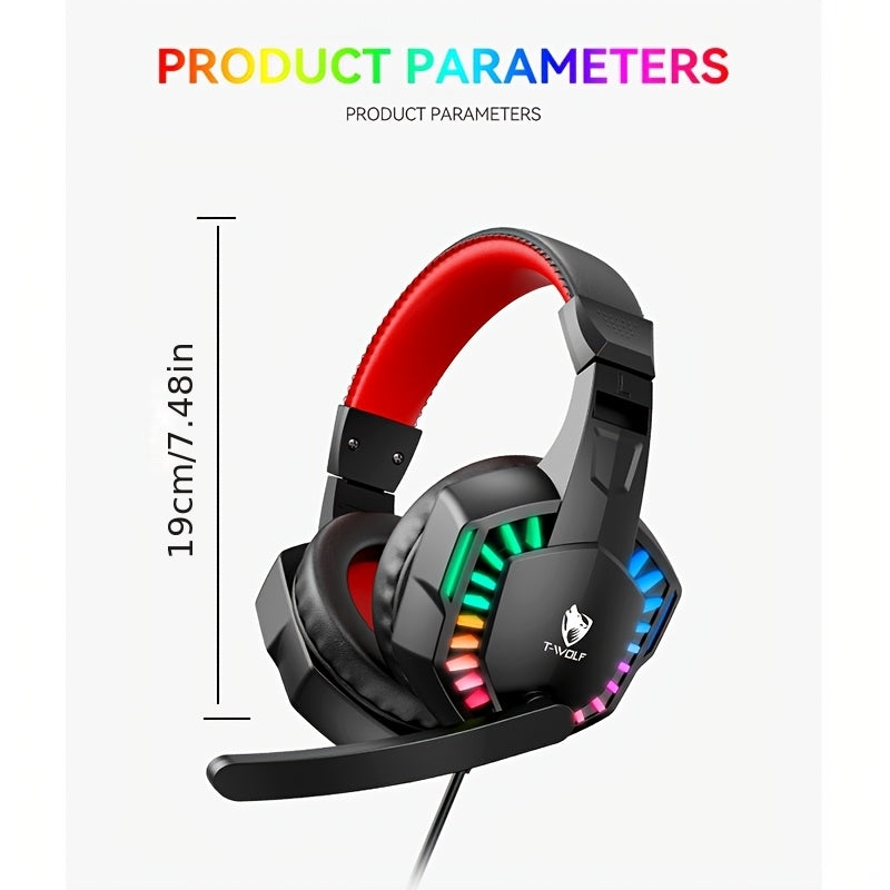 Casque Gaming Filaire RGB 7 Couleurs – Léger, Élégant & Jack 3,5mm | Alimentation USB | Rouge