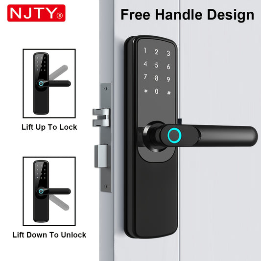 Serrure Connectée NJTY TUYA Wi-Fi – Empreinte Digitale, Combinaison, Carte, Application & Clé | Maison, Hôtel, Bureau