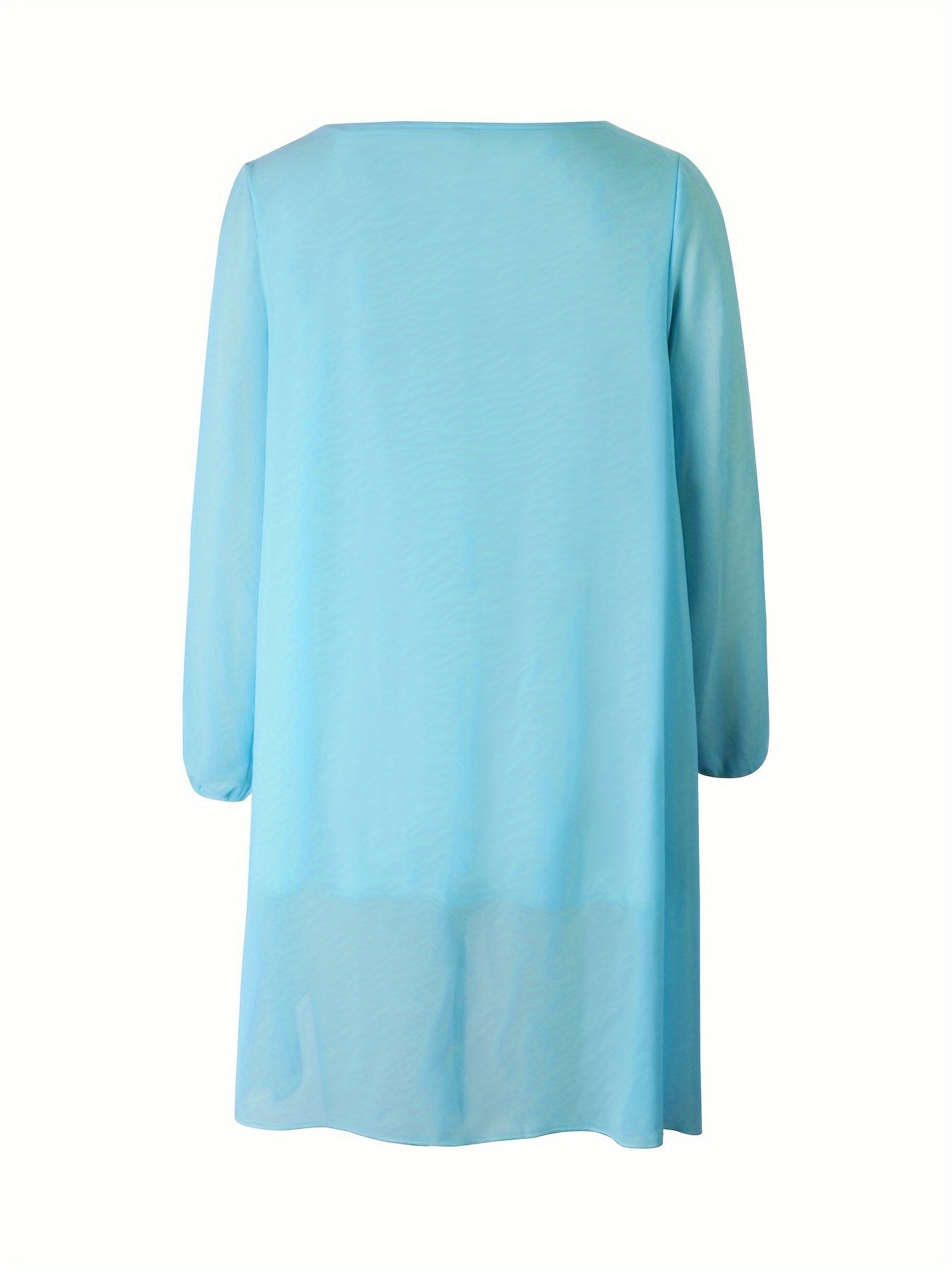 Robe Mousseline Femme — Col en V Profond, Split, Fluide, Bleu, Tailles S-XL