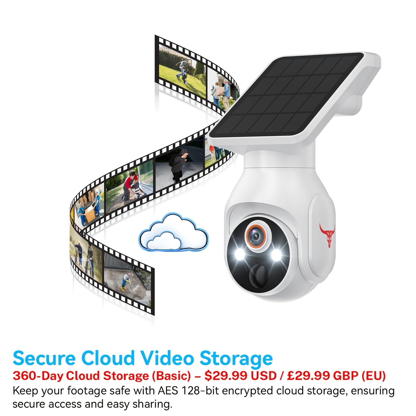 Caméra de sécurité extérieure solaire WiFi 1080p