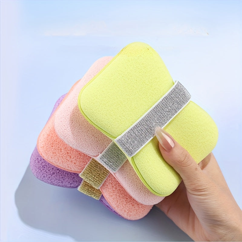 Porte-savon elastique antiderapant avec eponge luffa exfoliante - Cordelette ajustable, douche et baignoire