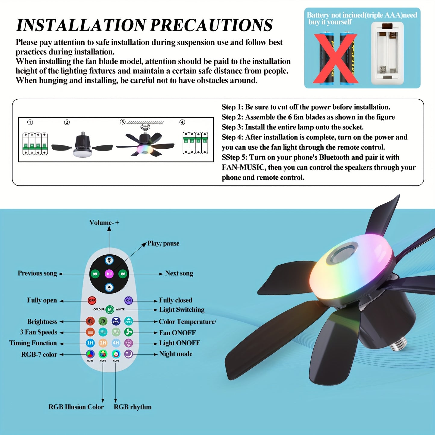 Ventilateur de plafond intelligent 3 en 1 - Topdecheztop.fr