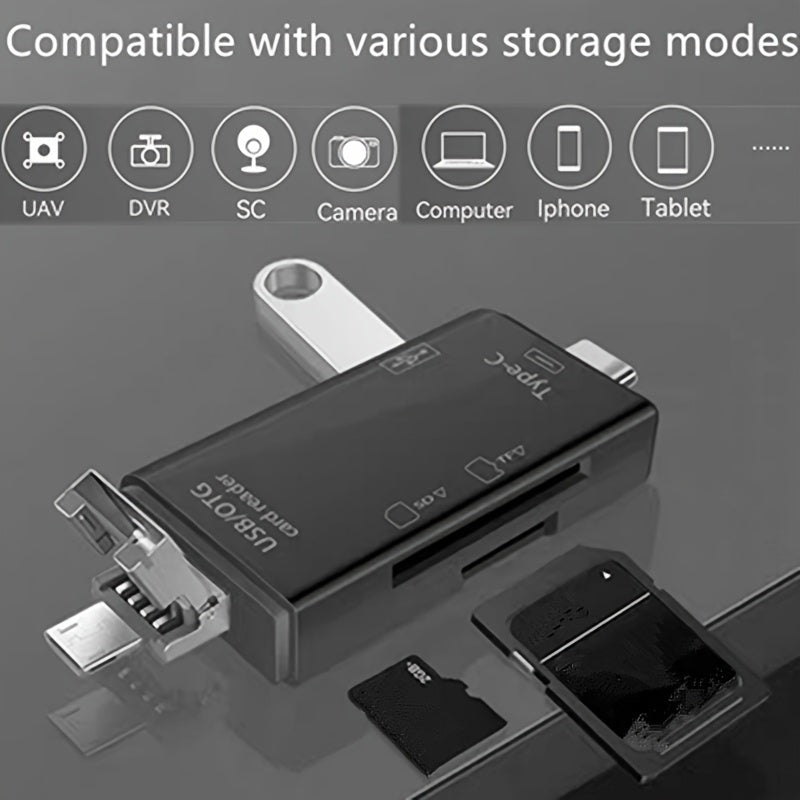 Lecteur de cartes OTG multifonction 6 en 1, adaptateur de carte SD/TF et clé USB - Topdecheztop.fr