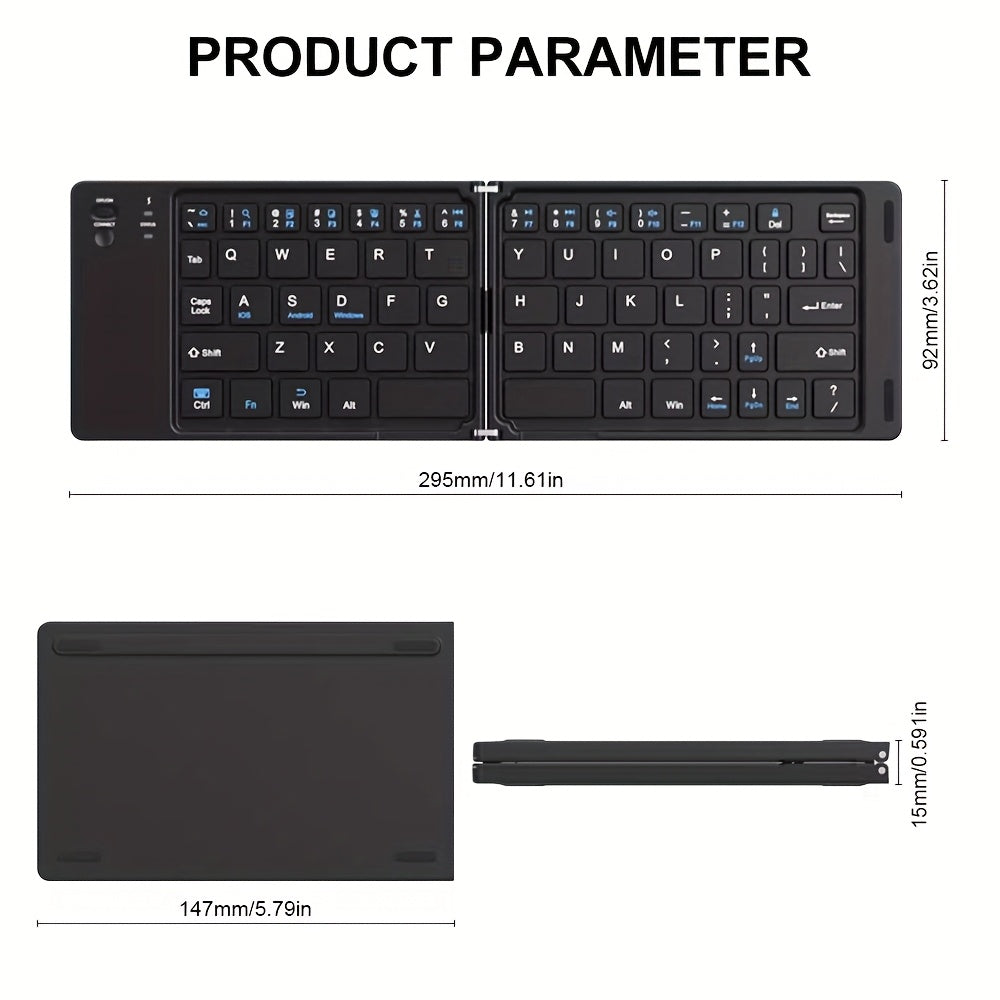 Clavier Pliable Sans Fil Bluetooth Rechargeable USB-C - Compatible iOS Android Windows