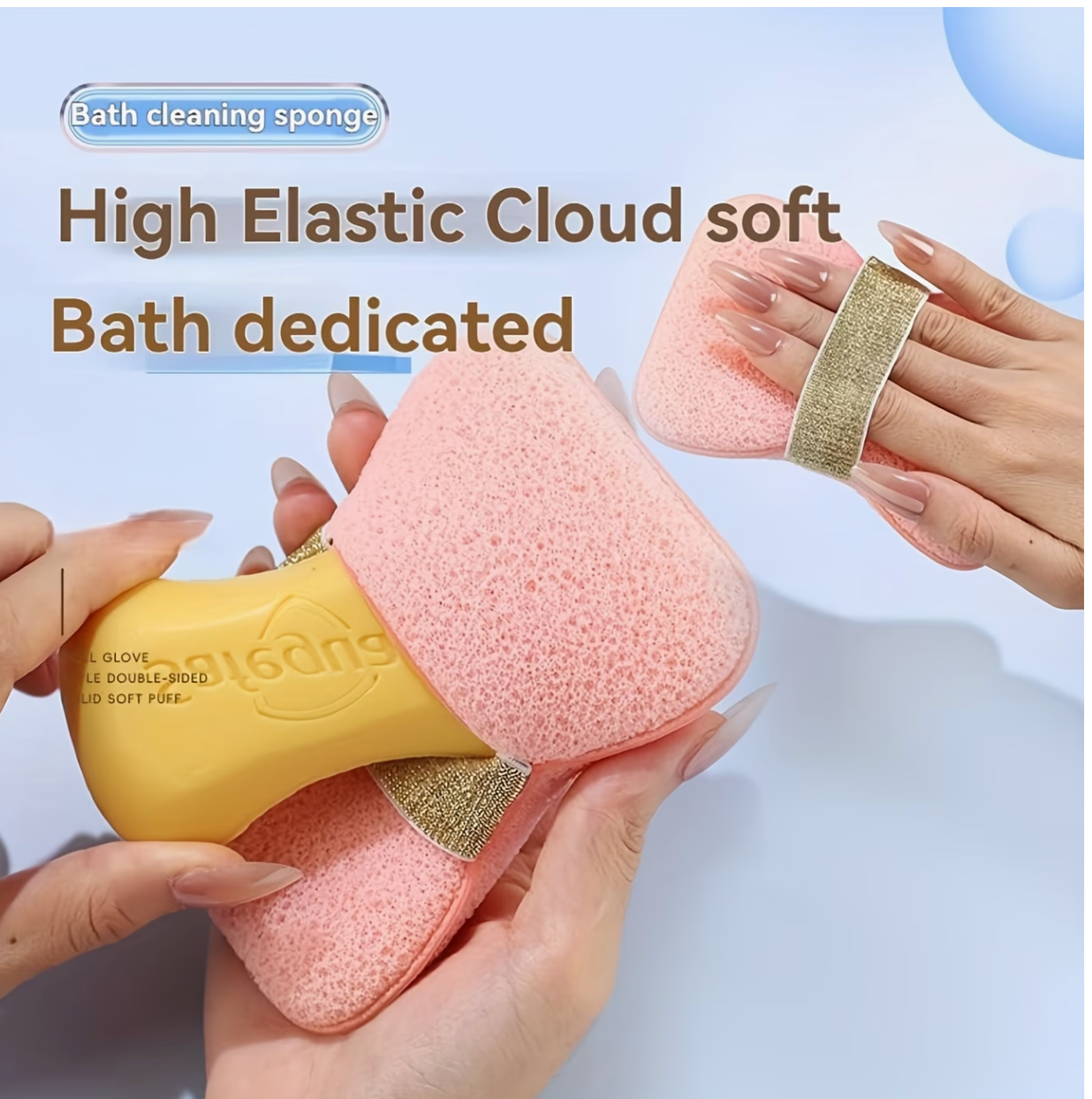 Porte-savon elastique antiderapant avec eponge luffa exfoliante - Cordelette ajustable, douche et baignoire