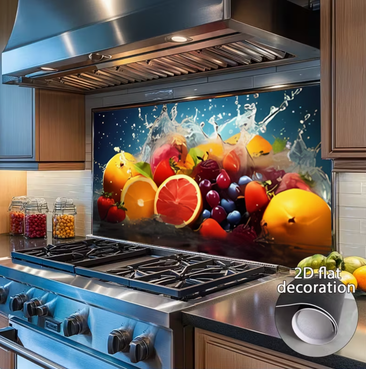 Autocollant Vinyle Fruits Frais - Auto-Adhesif Semi-Mat Resistant Eau et UV Multi-Surfaces