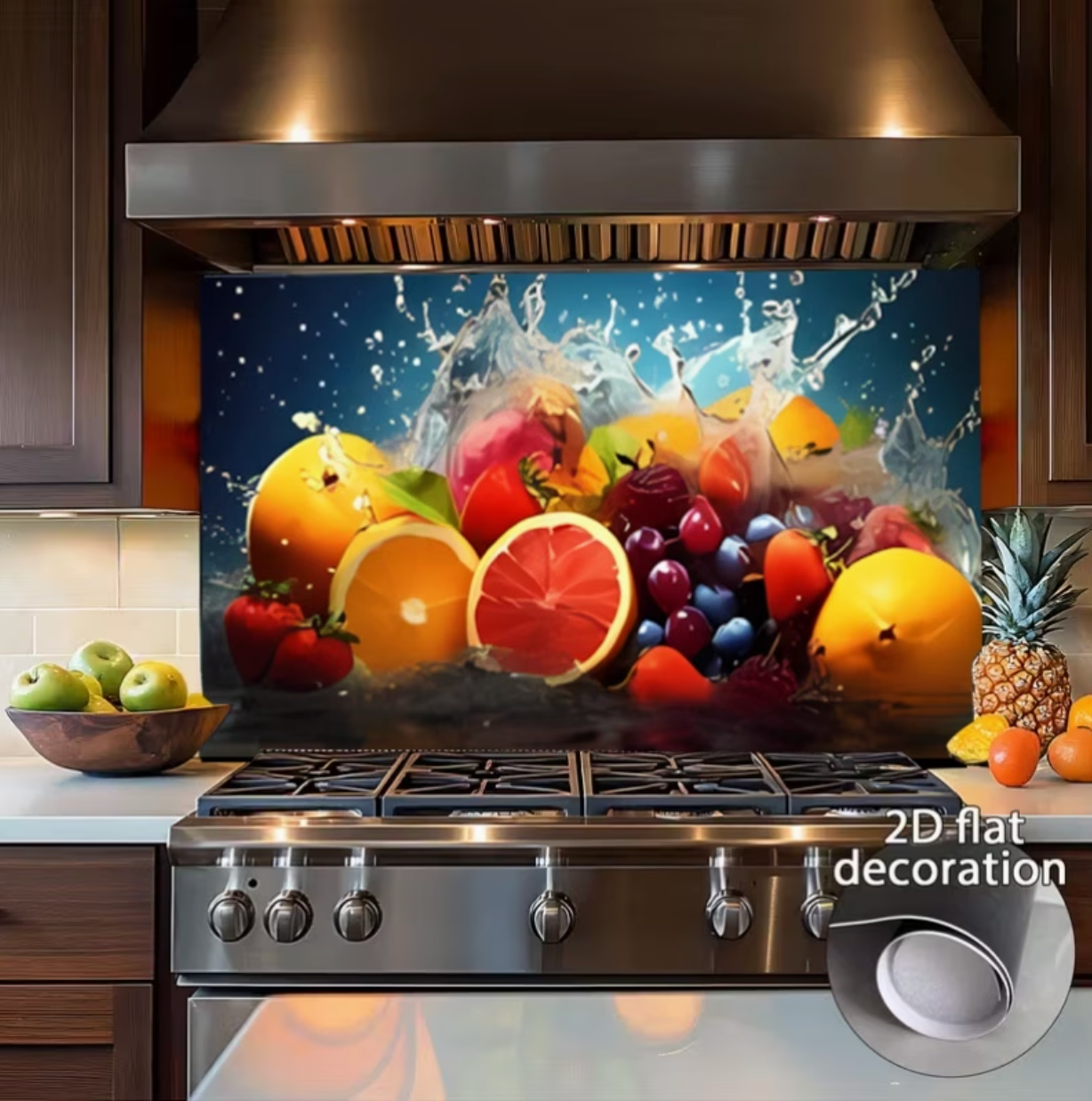 Autocollant Vinyle Fruits Frais - Auto-Adhesif Semi-Mat Resistant Eau et UV Multi-Surfaces