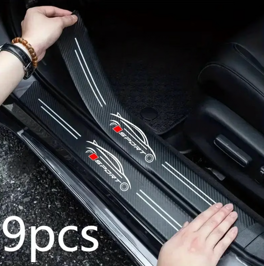Lot de 9 Autocollants Protection Bords de Portières — Simili-Cuir, Antidérapant, Universel
