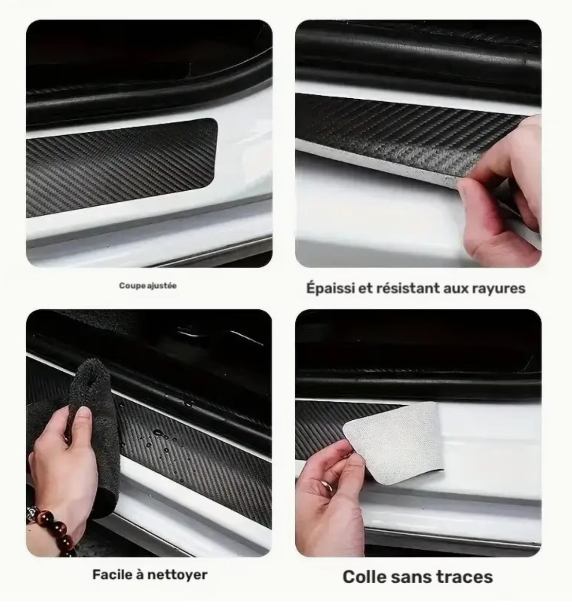 Lot de 9 Autocollants Protection Bords de Portières — Simili-Cuir, Antidérapant, Universel