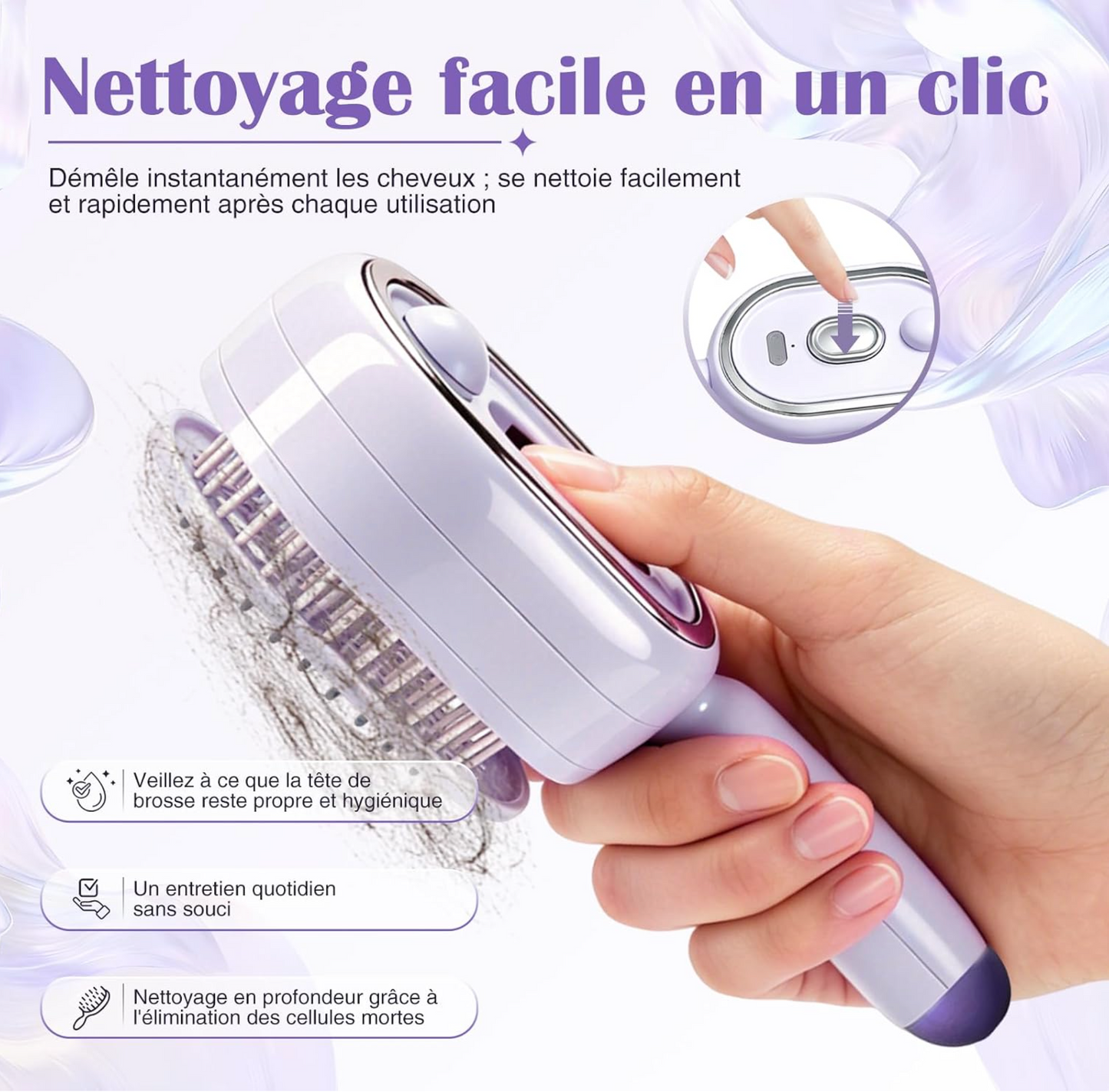 Brosse À Vapeur Électrique 2-en-1 hikiau – Lissante, Antistatique & Hydratante | Cheveux Épais, Bouclés, Ondulés