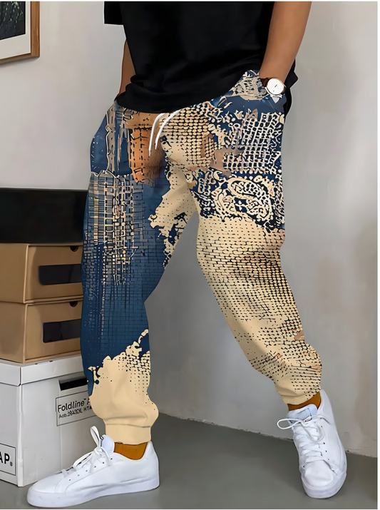 Jogging Homme Imprime Abstrait et Geometrique - Coupe Reguliere Decontractee