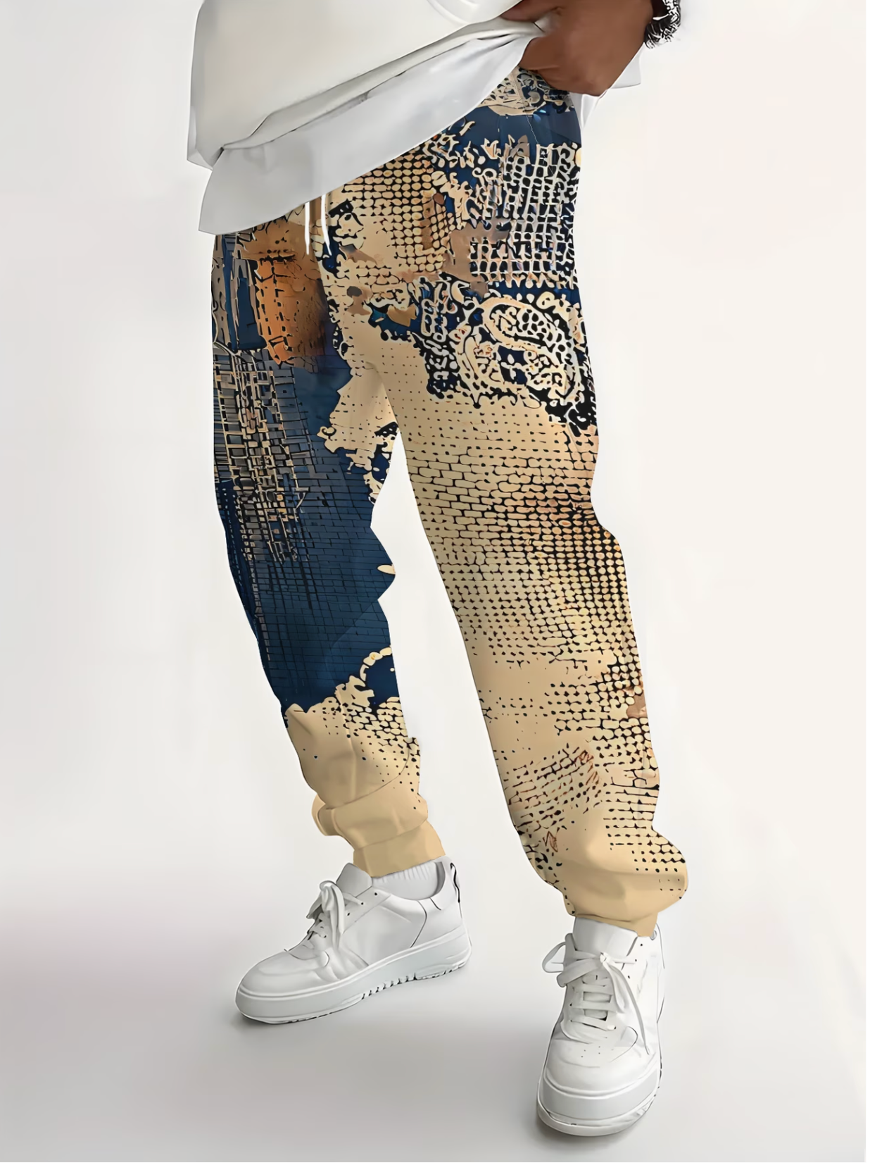 Jogging Homme Imprime Abstrait et Geometrique - Coupe Reguliere Decontractee