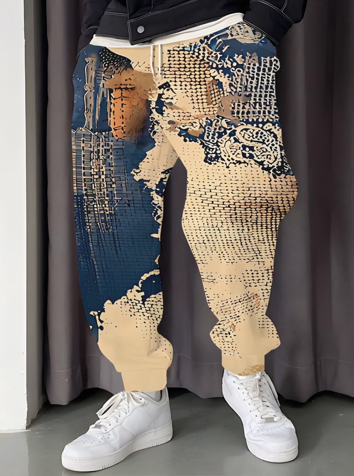 Jogging Homme Imprime Abstrait et Geometrique - Coupe Reguliere Decontractee