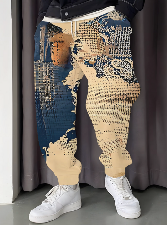 Jogging Homme Imprime Abstrait et Geometrique - Coupe Reguliere Decontractee