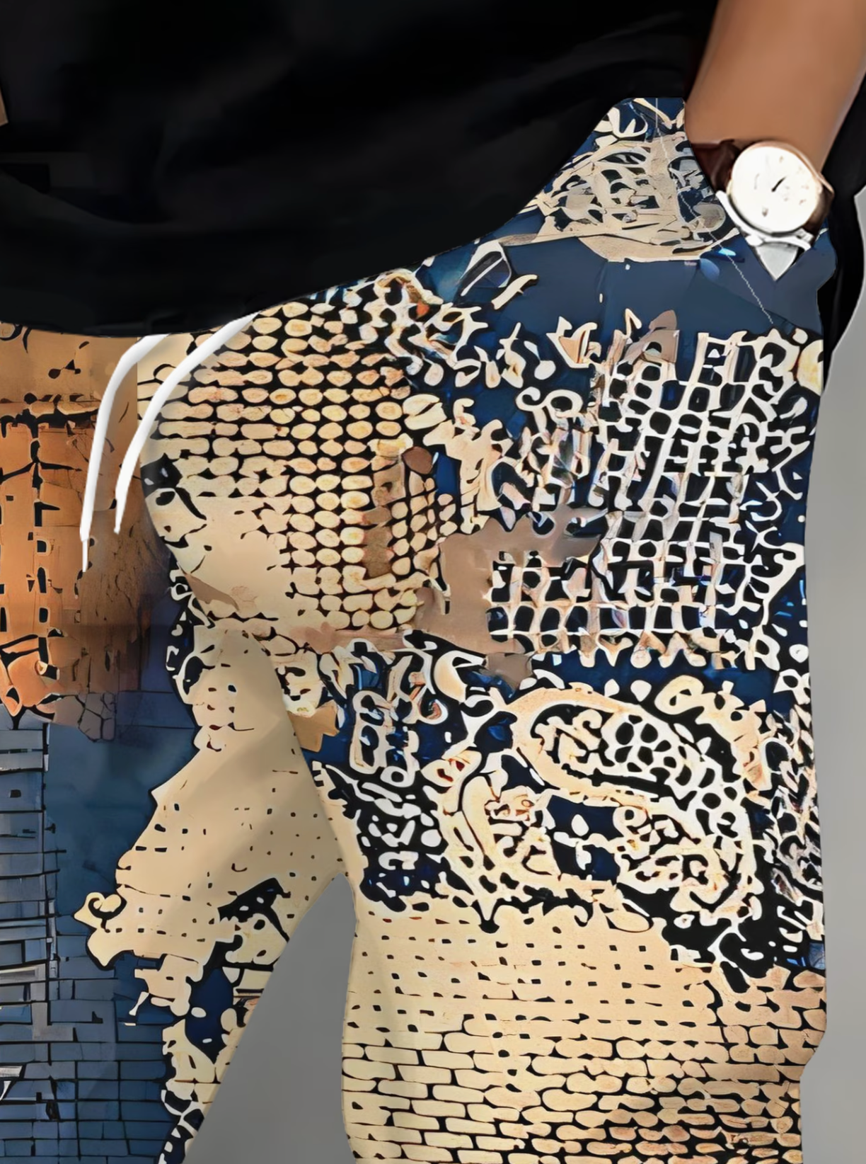 Jogging Homme Imprime Abstrait et Geometrique - Coupe Reguliere Decontractee