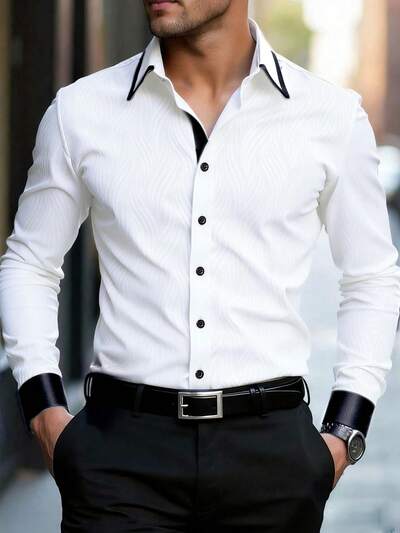 Chemise Homme Satin All Over Print - Col Chemise, Manches Longues, Business & Ceremonie