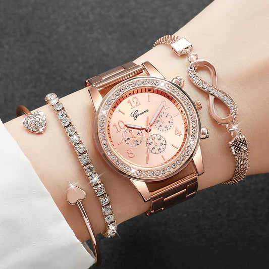 Montre femme élégante en strass - Cadran brillant, bracelet fantaisie, 3 coloris