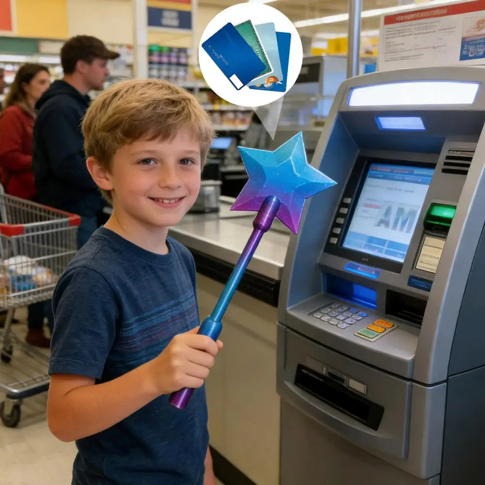 Porte-Cartes Baguette Magique Etoile Imprime 3D NFC Paiement Sans Contact - Cadeau Enfant Ado 5 Coloris