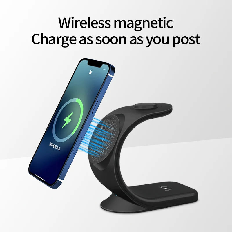 Chargeur sans fil magnétique 3 en 1 pour téléphone intelligent - Topdecheztop.fr