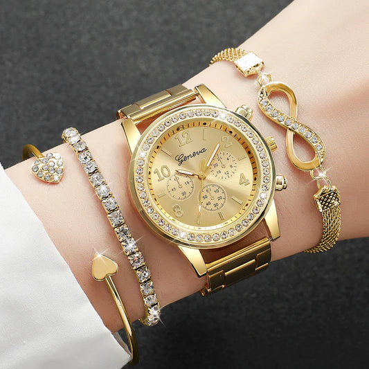 Montre femme élégante en strass - Cadran brillant, bracelet fantaisie, 3 coloris