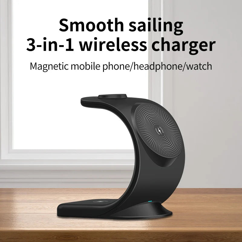 Chargeur sans fil magnétique 3 en 1 pour téléphone intelligent - Topdecheztop.fr