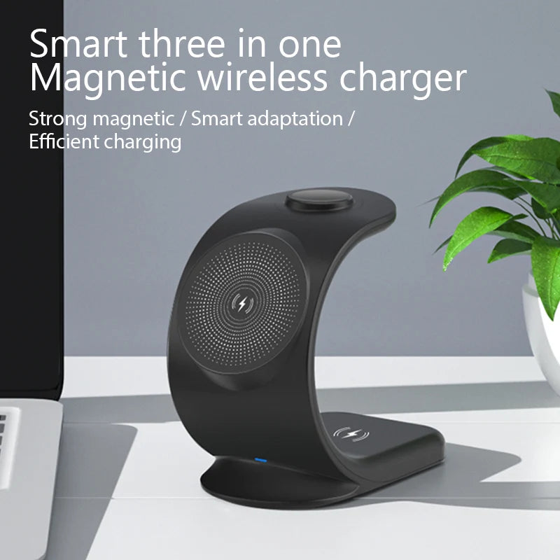 Chargeur sans fil magnétique 3 en 1 pour téléphone intelligent - Topdecheztop.fr