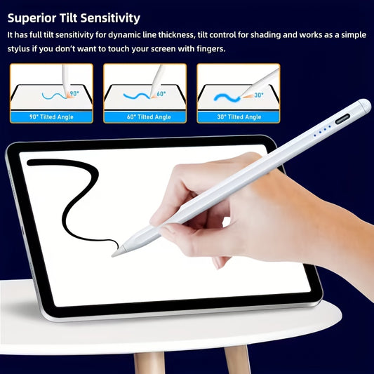 Stylet Tactile Rechargeable USB Haute Precision - Batterie 120mAh Longue Autonomie Blanc