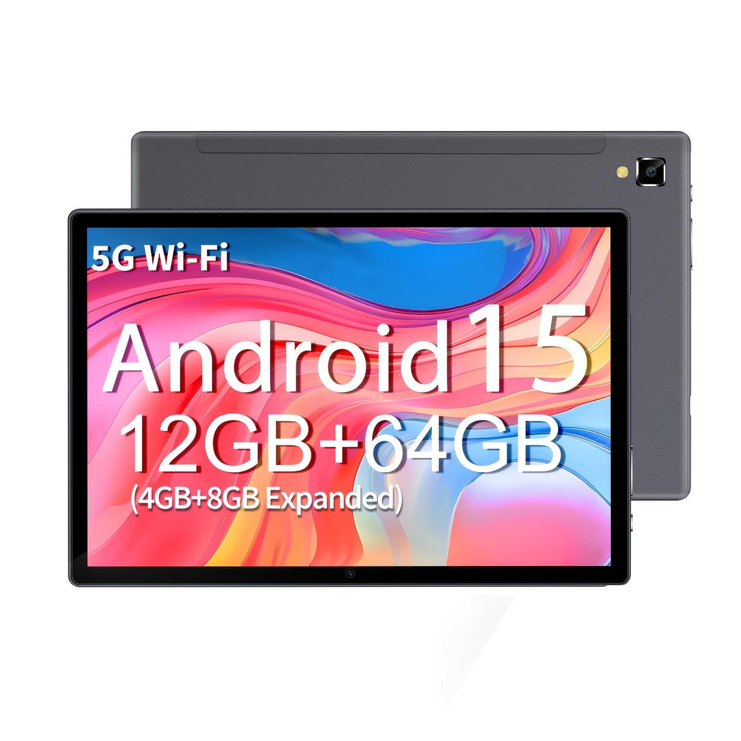 Tablette Android 15 10,1 Pouces 12Go RAM 64Go - 2-en-1 WiFi 6 Double Camera