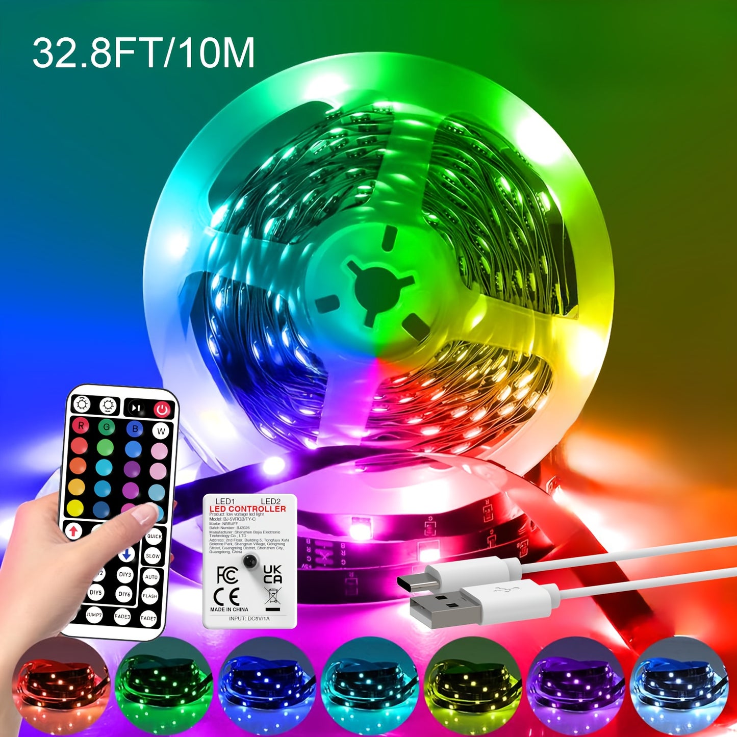 Bande LED RGB avec Télécommande 44 Touches – 1M à 30M, Intensité Réglable 🌈💡