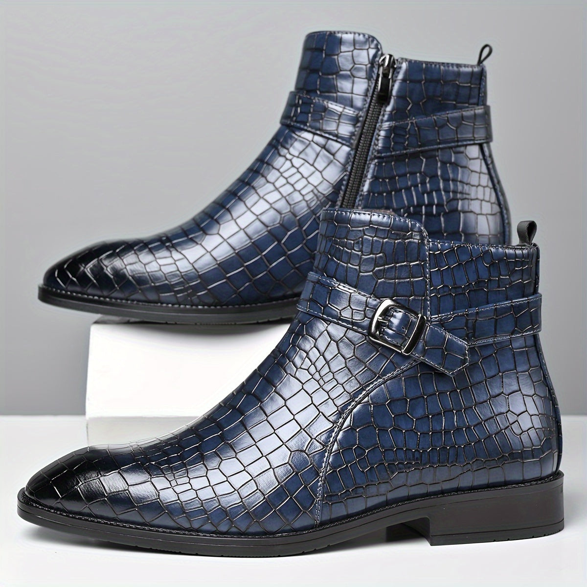 Bottines Chelsea Homme Vintage – Cuir PU, Boucle, Style Urbain, 4 Coloris