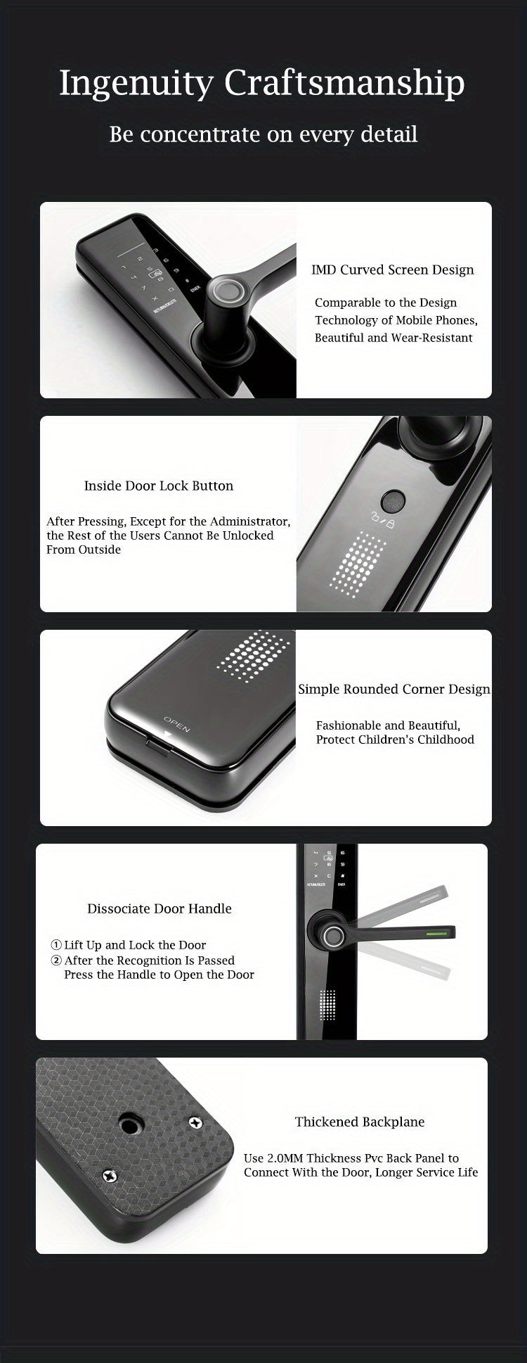 Serrure Connectée SUMUS – Empreinte Digitale, Application Wi-Fi & Clavier | Alliage Aluminium, Résistante aux Chocs