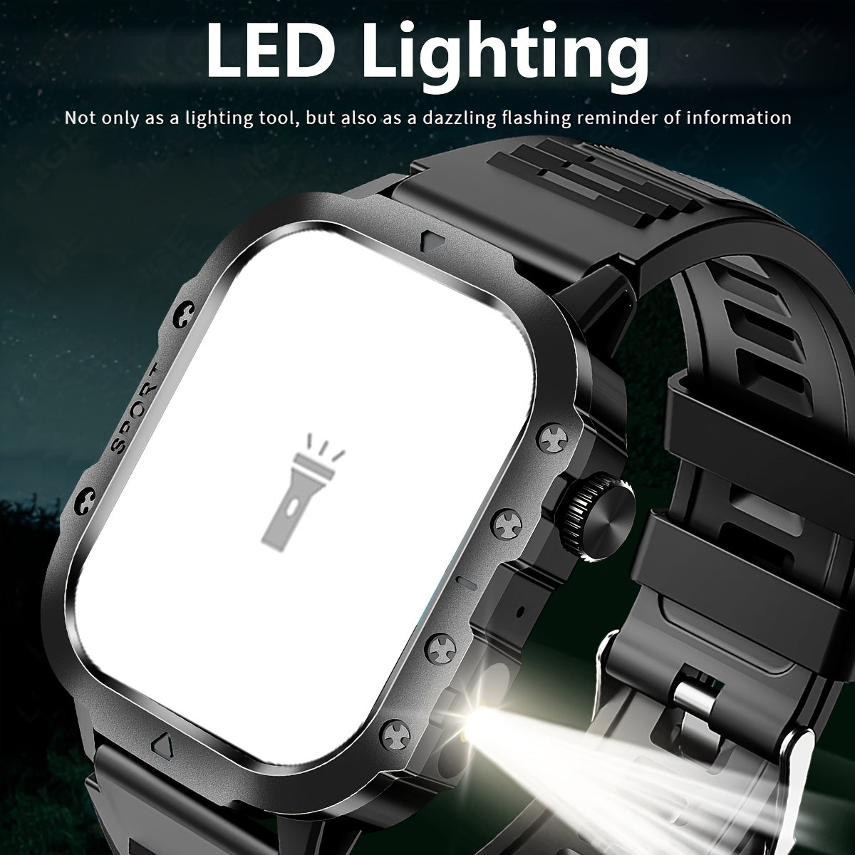 Montre Connectée Homme Paearofero — Cadran Carré 5,1cm, Bracelet Silicone, Appel & Suivi, 3 Coloris