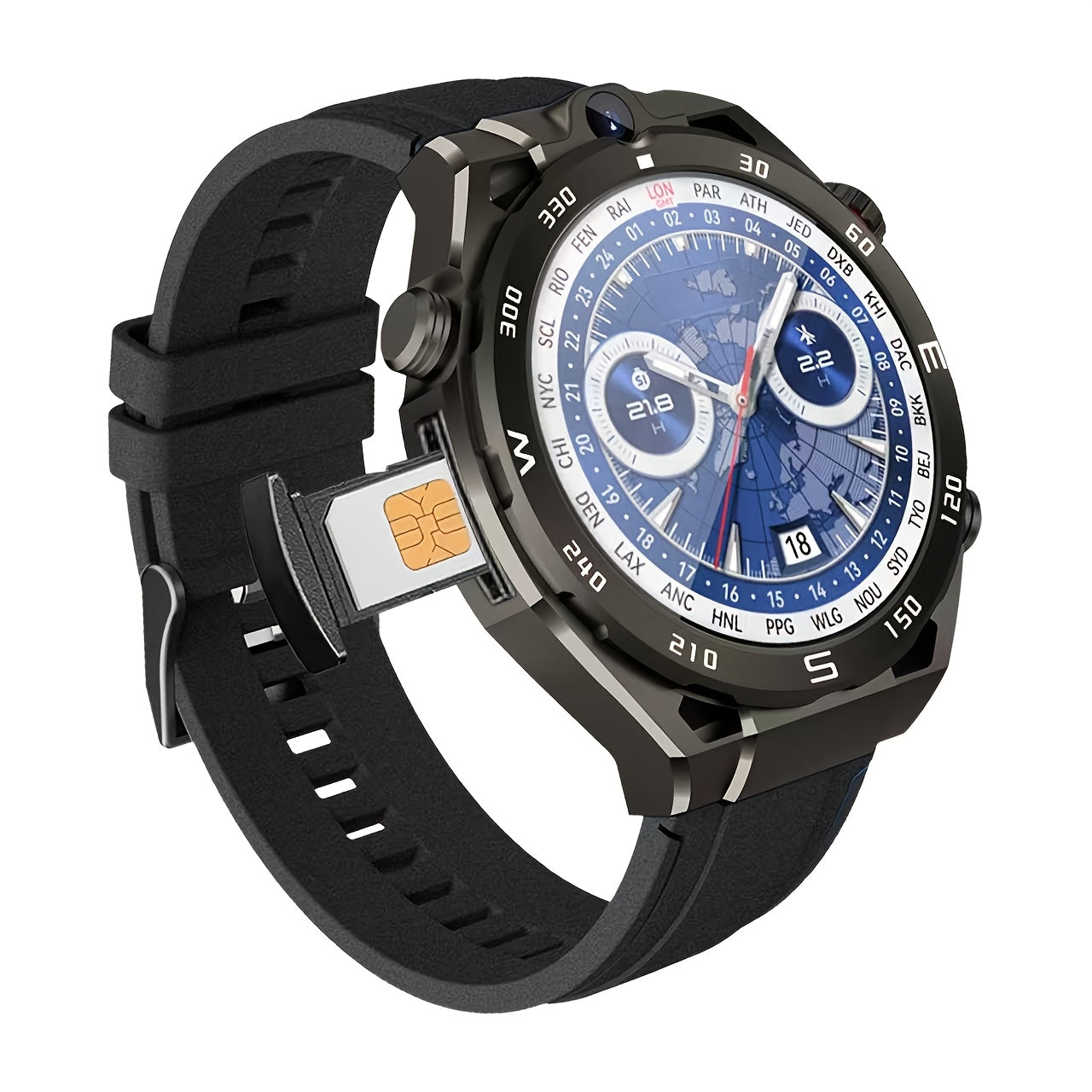 Montre Connectée Homme W&O – Appels Sans Fil, IA Vocale, 40+ Sports, Écran 1,43" | Noir & Noir Doré