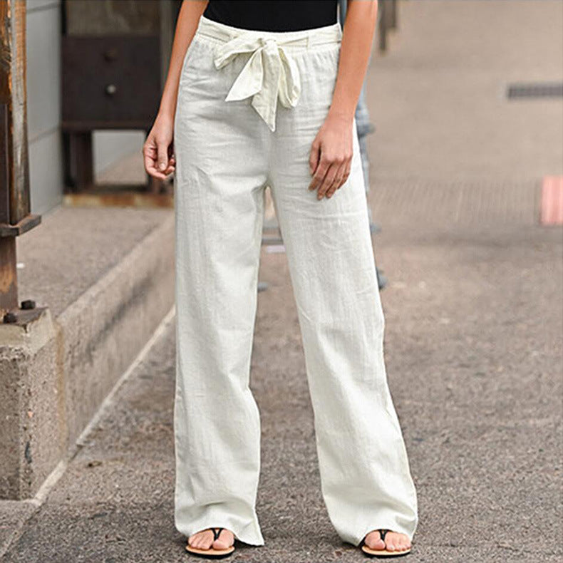 Pantalon ample décontracté en coton et lin - Topdecheztop.fr