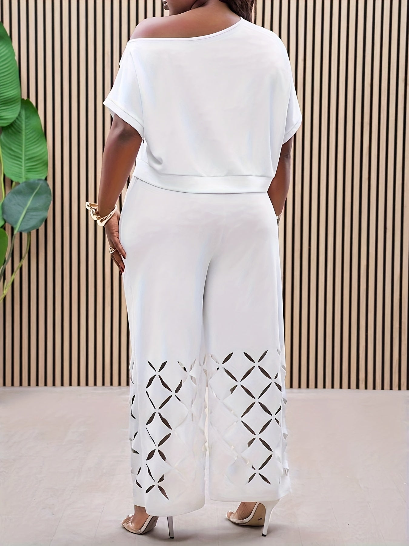 Ensemble 2 pièces décontracté avec broderie asymétrique - Topdecheztop.fr