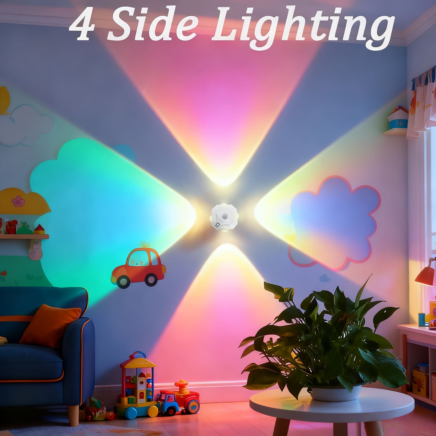 Lampe LED RGB Tricolore Detecteur de Mouvement - Rechargeable 400mAh, Capteur Infrarouge, Applique Murale