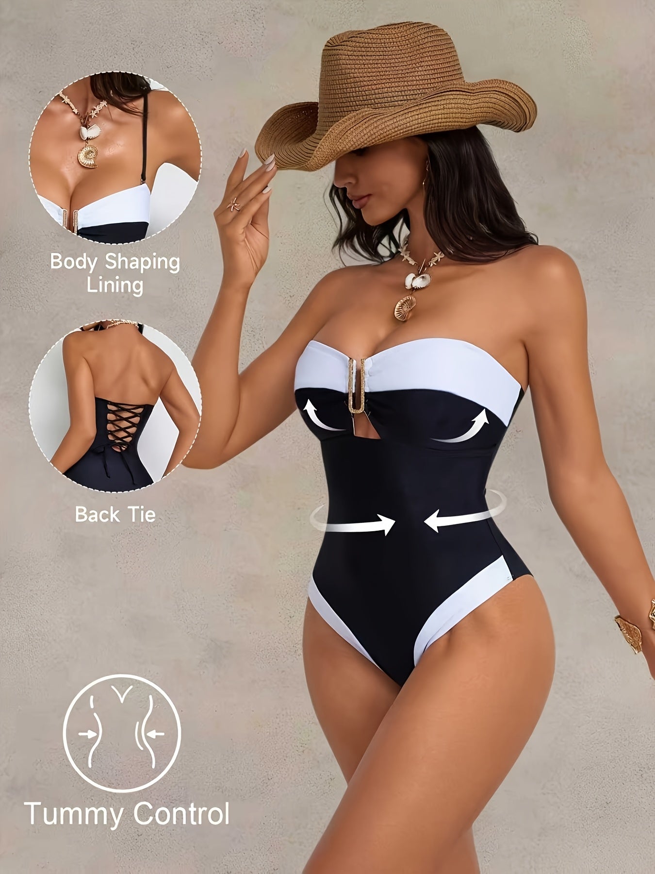 Maillot de Bain Une Piece Noir Sexy Tres Extensible Femme - XS a 2XL