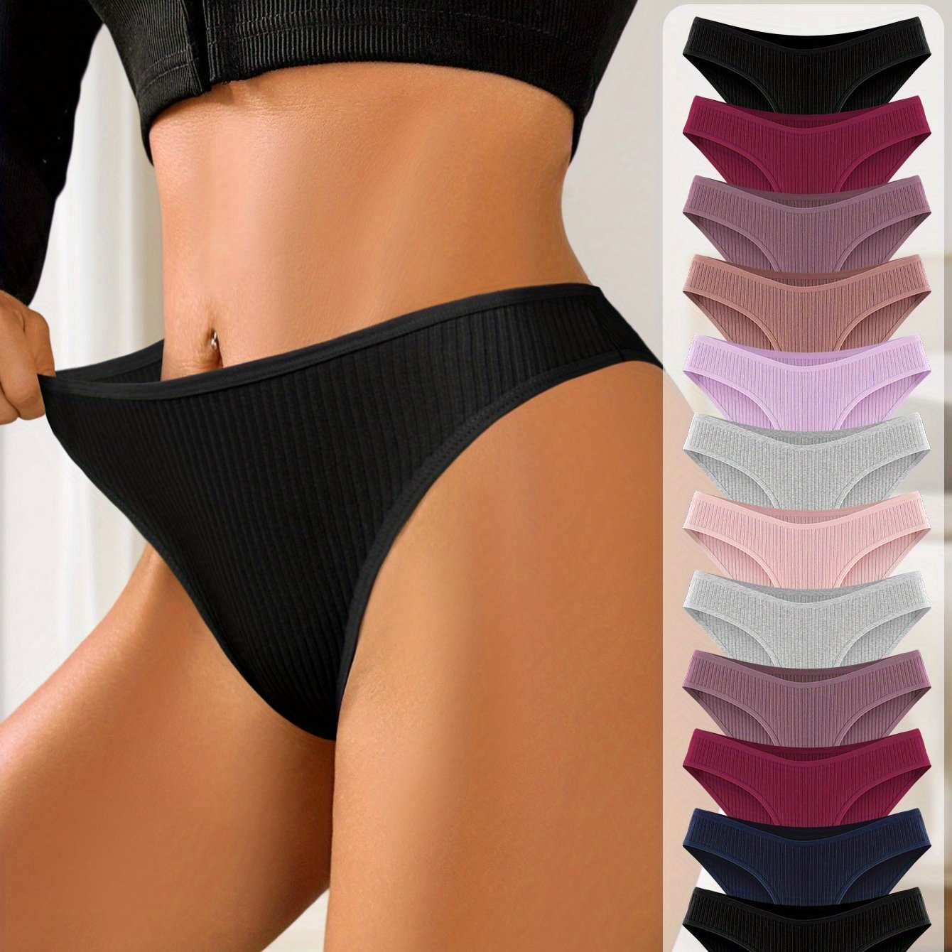 Lot de 7 Culottes Cotelees Femme en Coton - Confort Quotidien