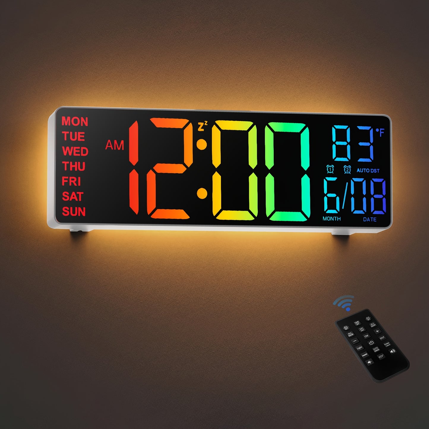 Grande horloge murale numérique avec télécommande, grand écran LED - Topdecheztop.fr