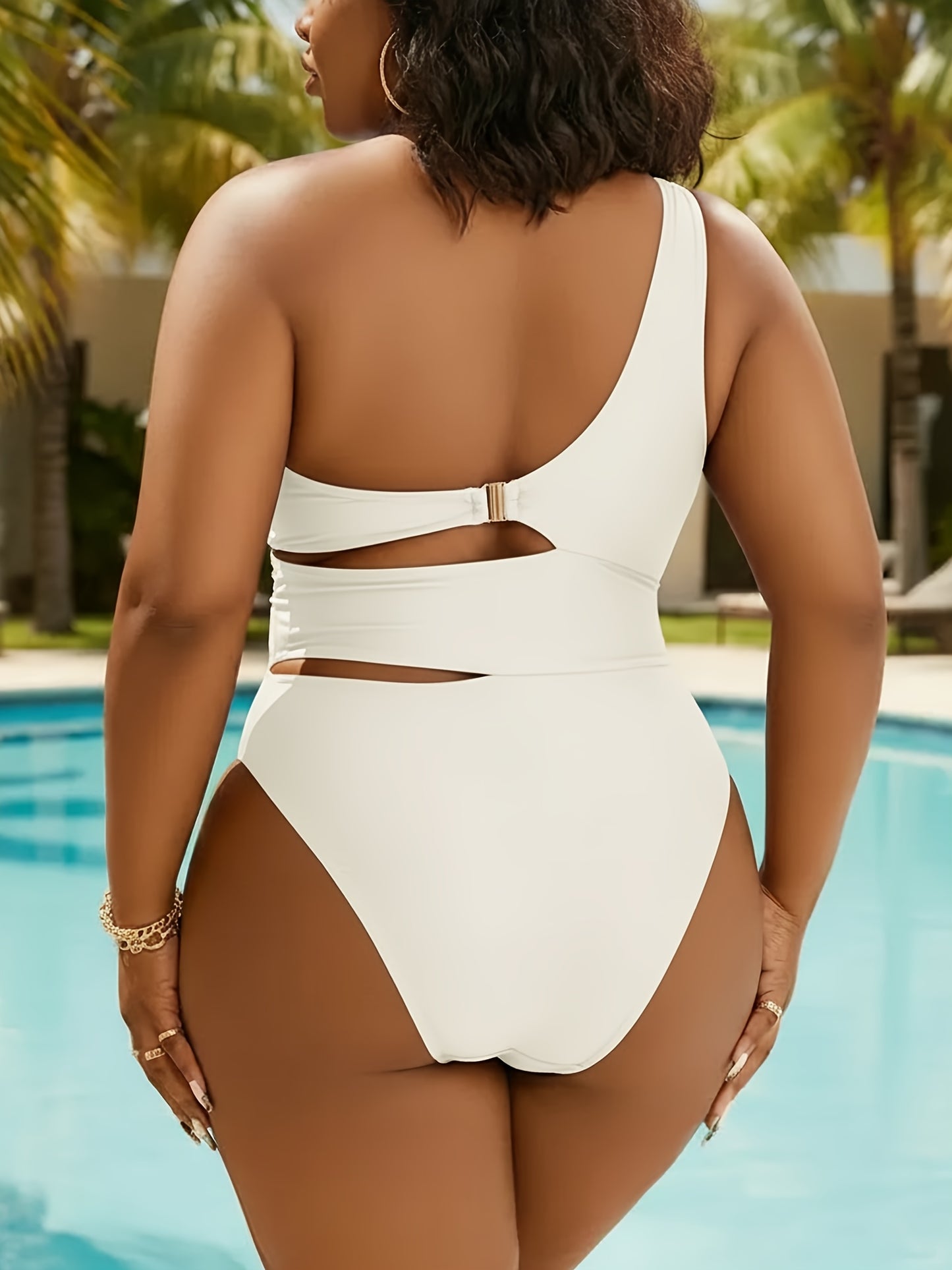 Maillot de Bain Une Piece Femme Sexy - Une Epaule, Push-Up, Grande Taille L a 4XL