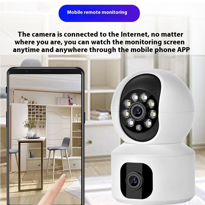 Camera Surveillance Binoculaire Double Objectif 1080p - Vision Nocturne 20m, Alarme, Interphone