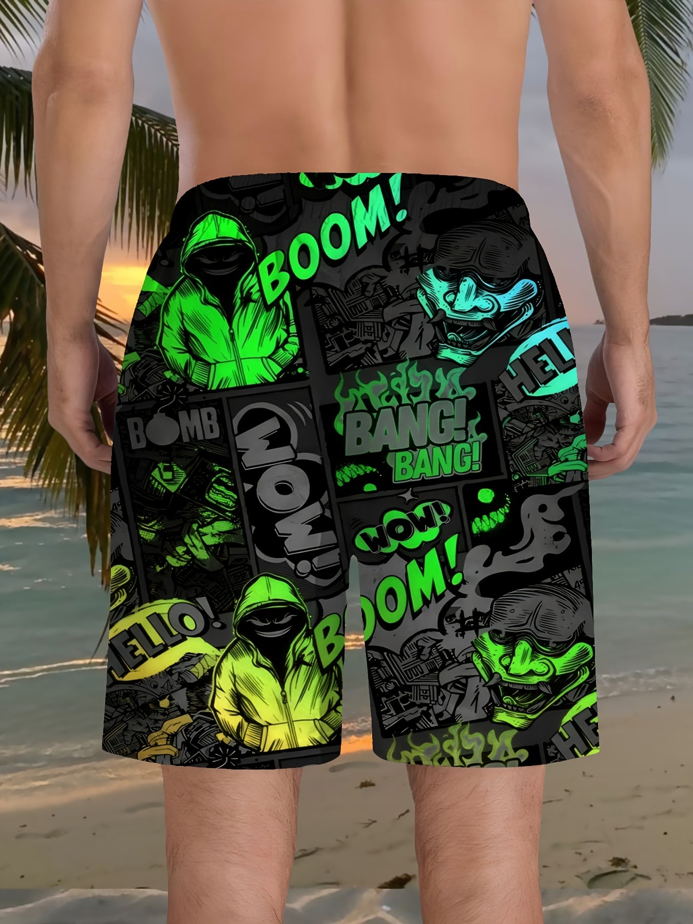 Short de Plage Homme Imprimé 3D – Style Hip-Hop Audacieux 🎵🏖️