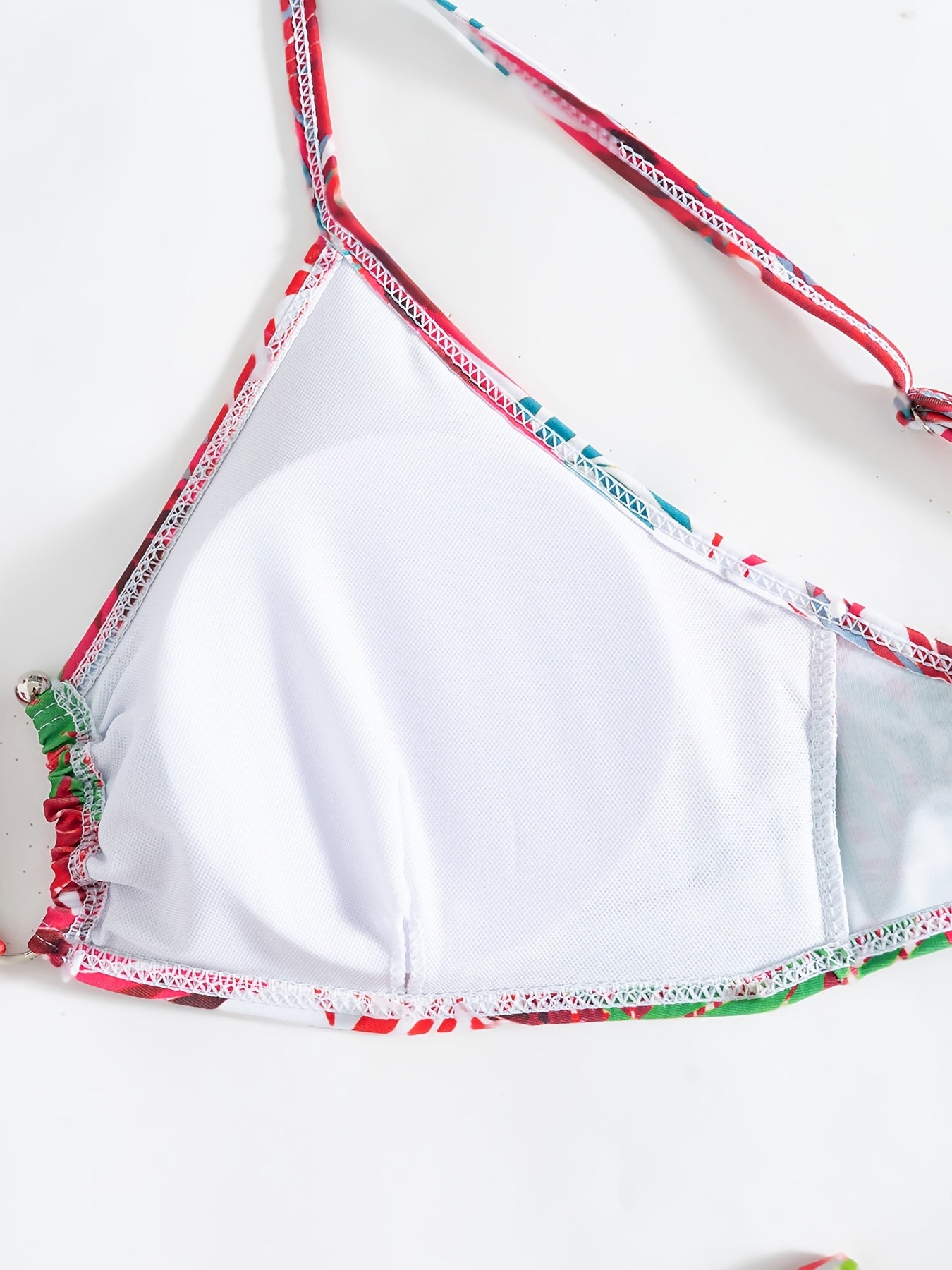 Ensemble Bikini 3 Pieces Femme - Motif Tropical, Col en V, Manches Longues