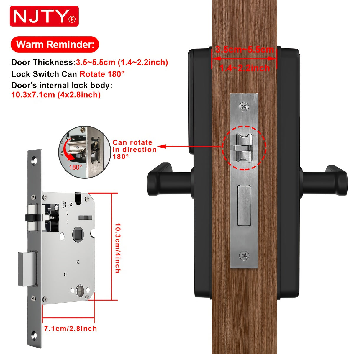 Serrure Connectée NJTY TUYA Wi-Fi – Empreinte Digitale, Combinaison, Carte, Application & Clé | Maison, Hôtel, Bureau