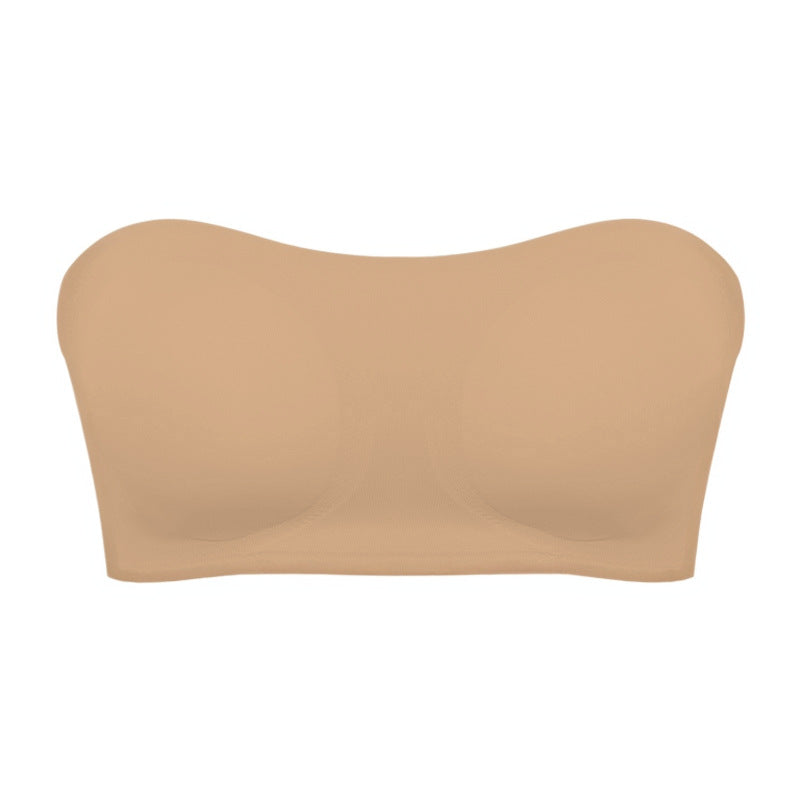 Soutien-gorge sans bretelles femme - Style bustier, fermeture croisee, bonnet mousse confortable