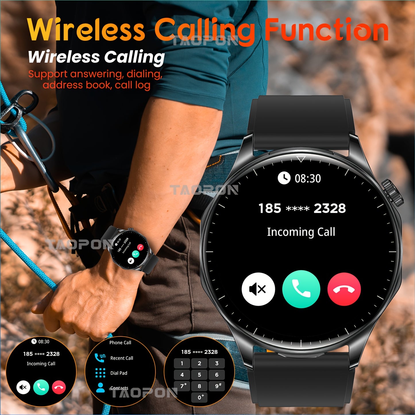 Montre Connectée 2-en-1 TAOPON – Écran AMOLED HD, Appels Sans Fil & Modes Sportifs | Homme & Femme