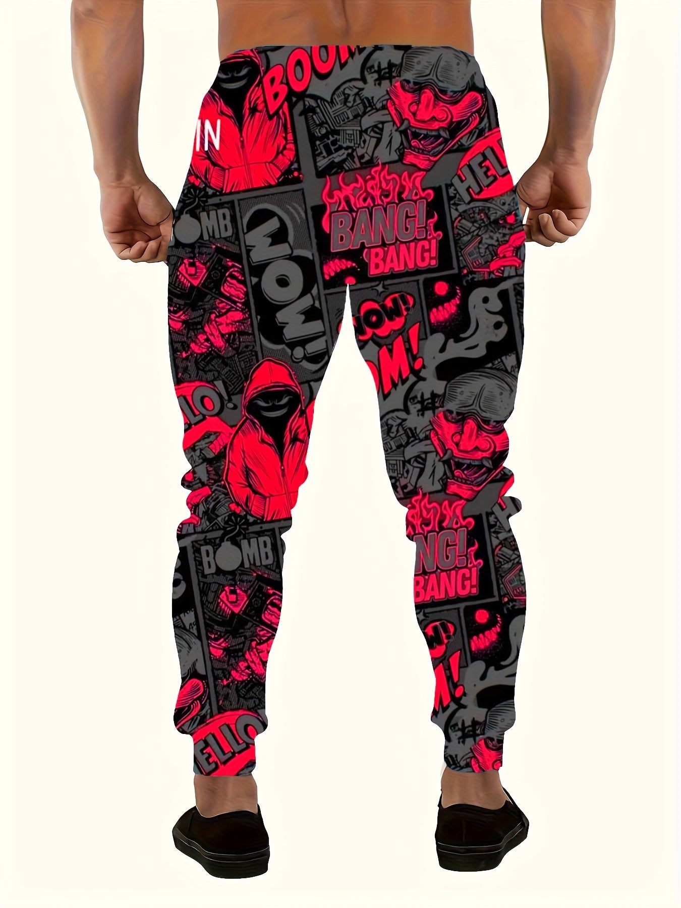 Pantalon Ample Imprimé Homme — 100% Polyester Extensible | 8 Coloris | S-XXL | Style Décontracté Sport